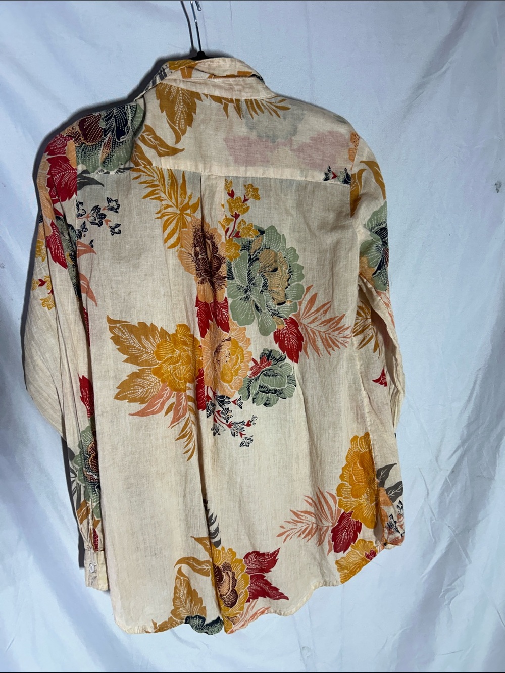 Vintage Floral Button-Up Shirt in Cream, Mustard & Rust - Picture 5 of 5